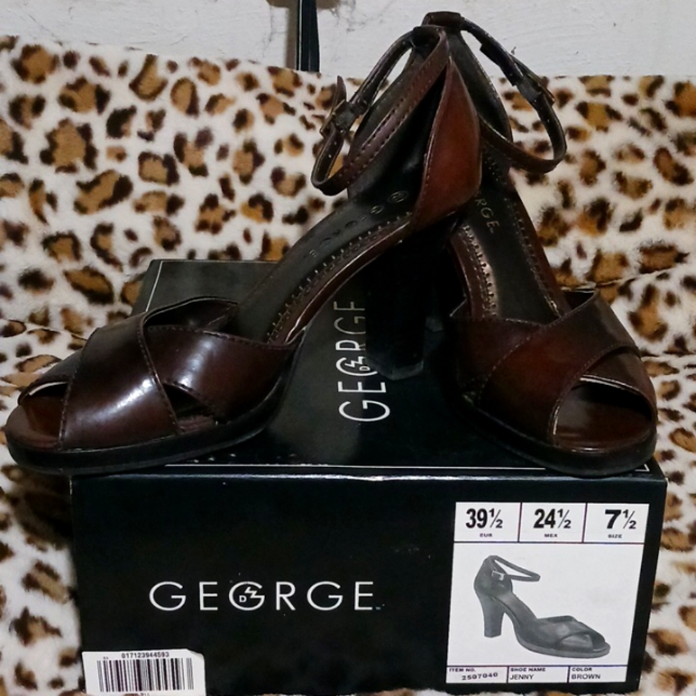 George Peep Toe Ankle Strap Heels 7.5